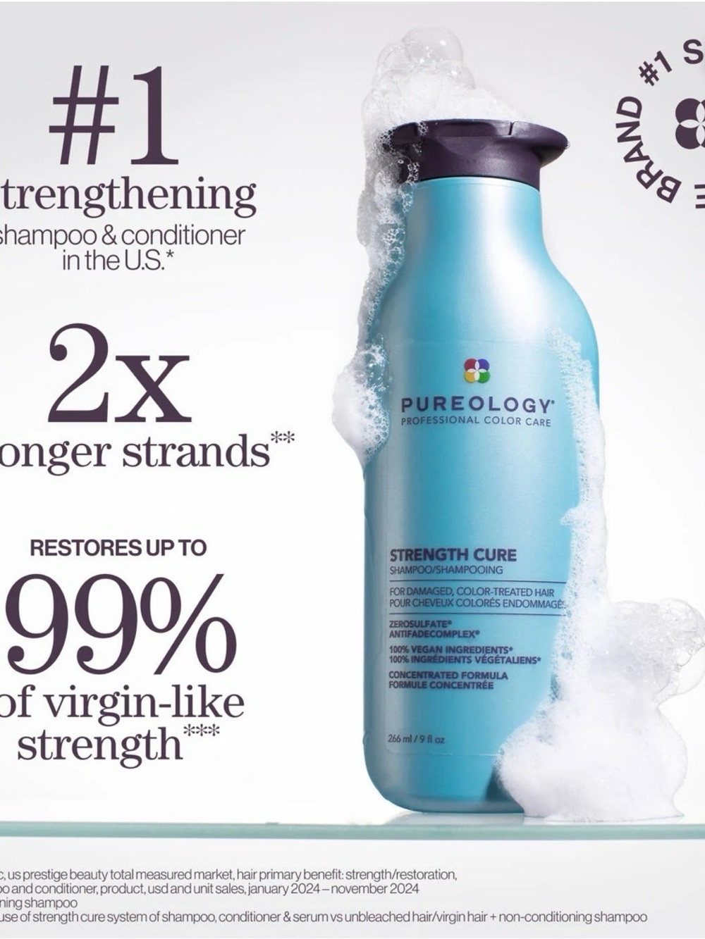 New 🆕 Pureology Strength Cure Shampoo - 8.5 Fl Oz